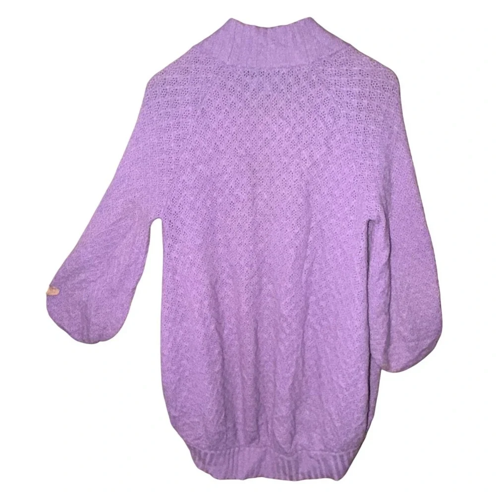 Christiane Celle Calypso Cashmere S Purple Open Cardigan Pointelle Knit Wrap Y2K